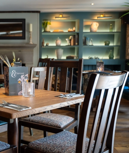 A table in the restaurant of the Wateringbury.