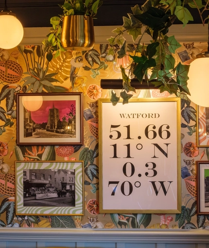 The interior decor at the Tudor Arms.