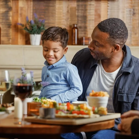 Family eating together in a pub restaurant