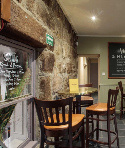 interior seating area and restaurant