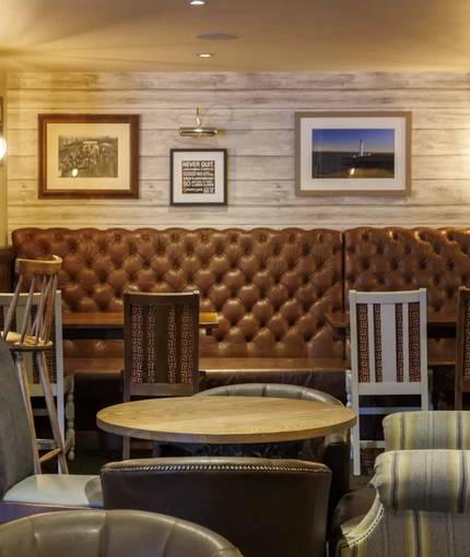 Interior dining area of a pub.