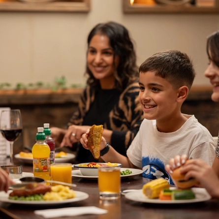 A family eating together in a pub restaurant