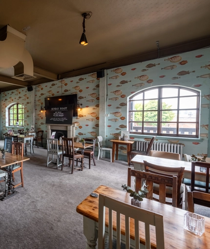 Internal seating area in a pub restaurant