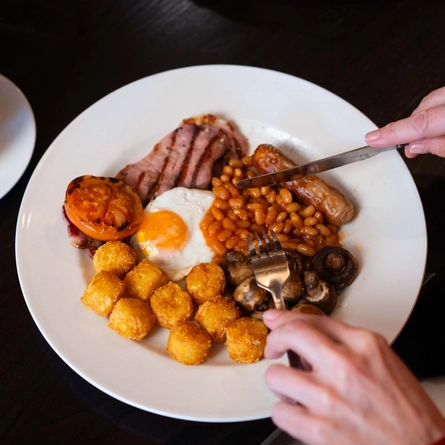 A close up of a breakfast from the new Spring/Summer menu at Flaming Grill.