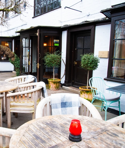 The exterior seating area at the Dirty Duck.