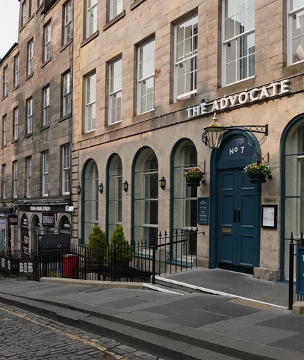 The exterior facade and signage of The Advocate in Edinburgh.