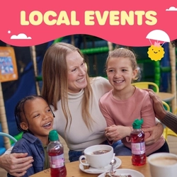 A banner promoting the Summer local events at Wacky Warehouse venues.