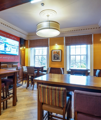 interior of the restaurant and seating area