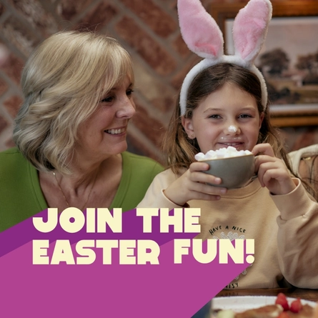A banner promoting Easter at Hungry Horse.