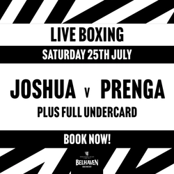 A banner promoting the Joshua vs Prenga fight at selected Greene King venues.