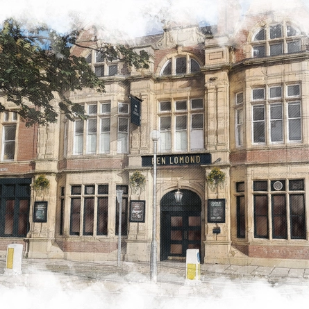 An illustration of the exterior facade of The Ben Lomond.