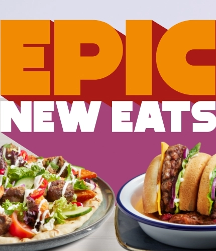 A graphic promoting EPIC new eats at Hungry Horse.