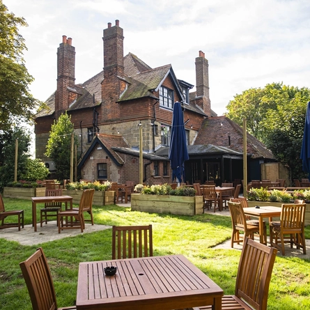exterior seated beer garden