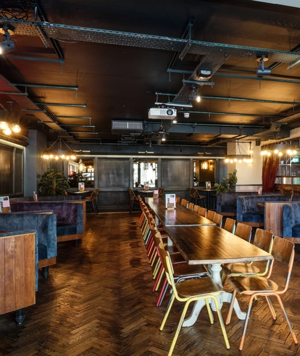 interior seating area and restaurant