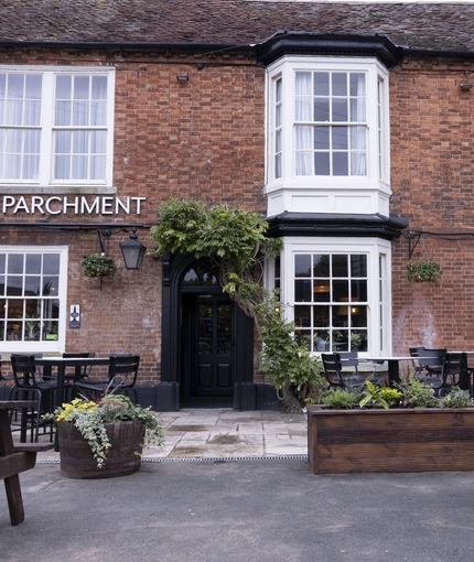 The outside of the Pen & Parchment.