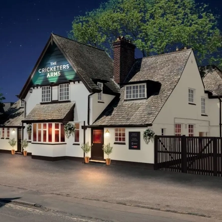 The exterior facade of The Cricketers.