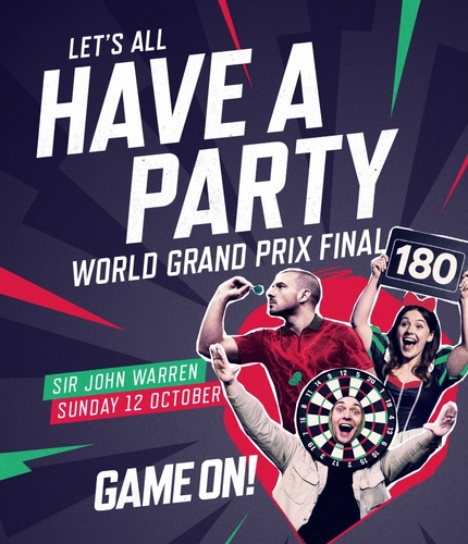 A graphic promoting the  darts at Greene King pubs.