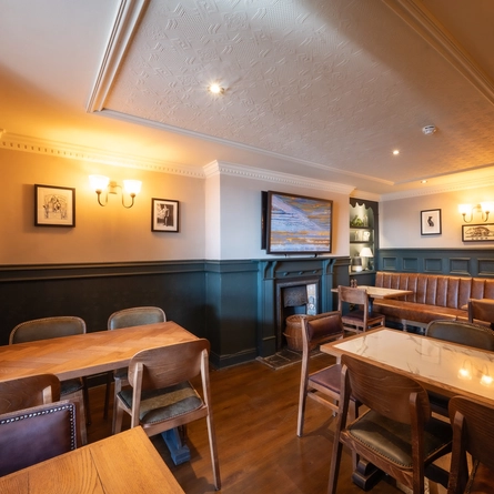 An interior shot of the venue & restaurant area at The Magpie pub.