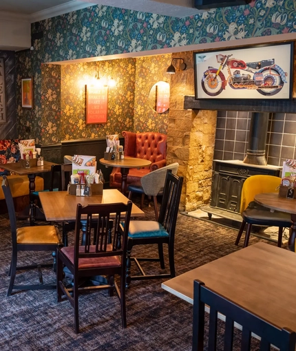 interior seating area and restaurant