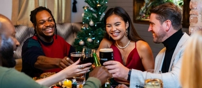 a group of people drinking at a table