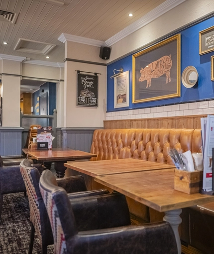 interior of the restaurant and seating area