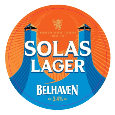 A pump clip graphic for Solas Lager.