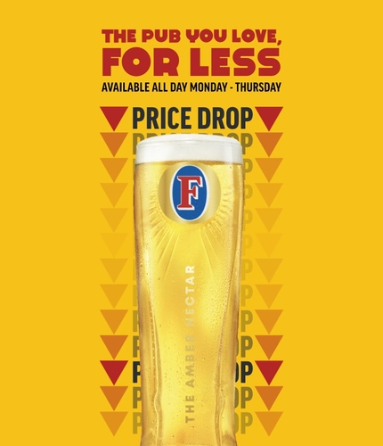 A Fosters page header mobile banner promoting NOEDS for selected Hungry Horse Venues.