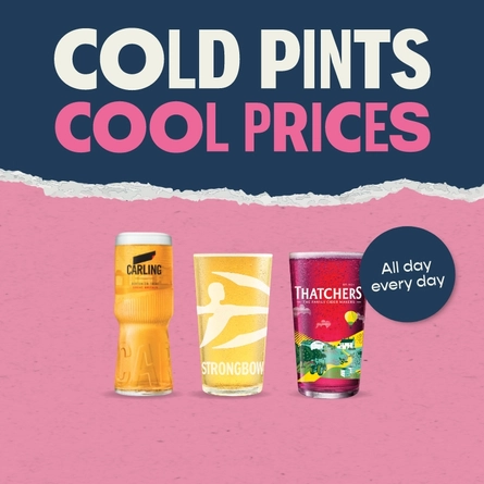 A banner promoting selected drink offers at selec Pub & Social Venues.