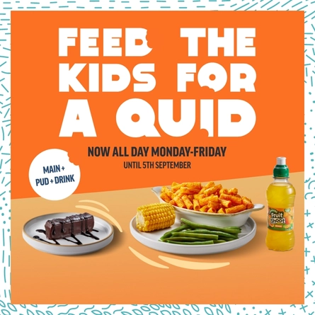 A banner promoting the Kids Eat for £1 campaign at Hungry Horse venues.