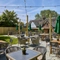 The exterior beer garden seating area at The Fox & Hounds in Wimborne.