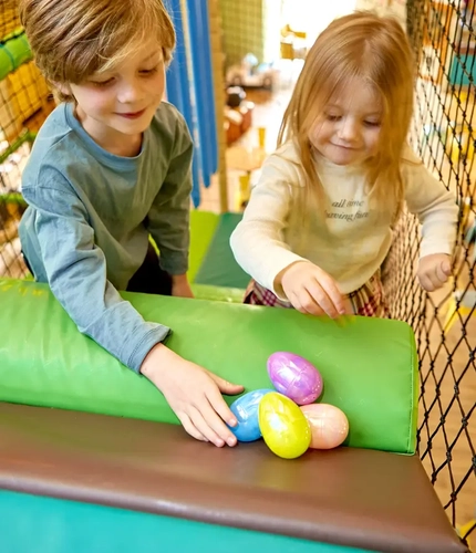 Children participating in an Easter egg hunt