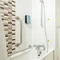 The interior of an accessible hotel room bathroom at The Quays.