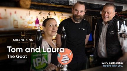 A video front screen showing Tom and Laura from The Goat.