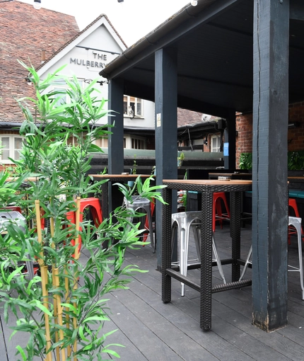 External seating area outside of a pub