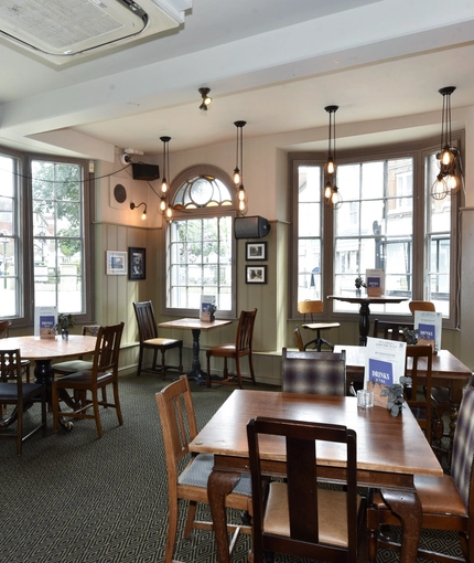 Internal seating area in a pub restaurant