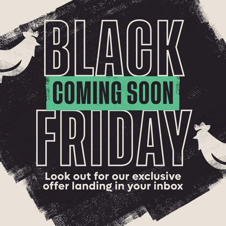 A Banner promoting 'Black Friday Coming Soon' at Flaming Grill venues.