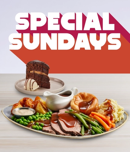 A banner promoting the Special Sunday campaign at Hungry Horse venues.