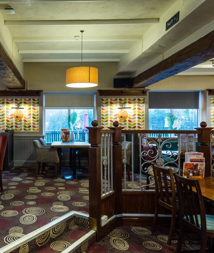 interior of the restaurant with seating area