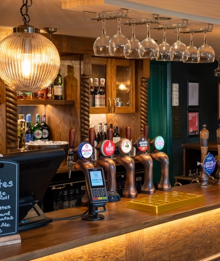 The bar at the Three Horse Shoes.