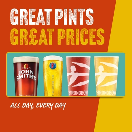 A graphic promoting 'great pints at great prices' at Proper Locals.