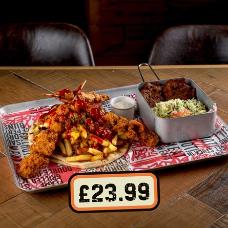A graphic promoting the chicken challenge at Flaming Grill.