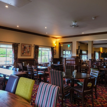 interior seating area and restaurant