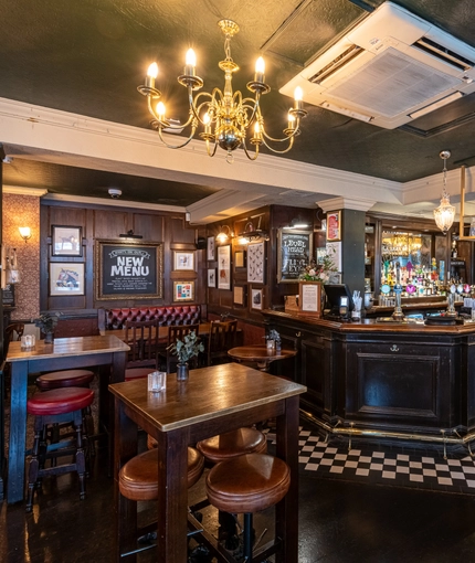 Internal seating area in a pub restaurant