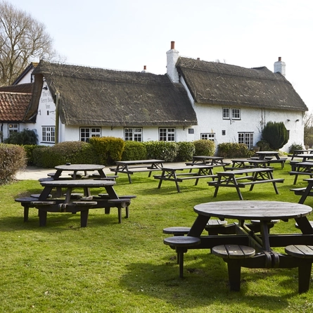The beer garden at the Old Ferry Boat.