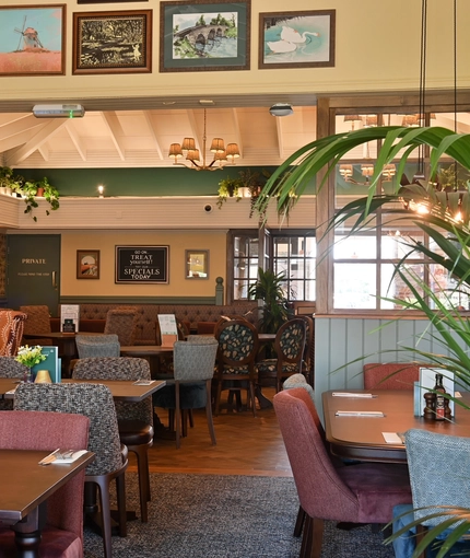 The interior restaurant seating area at The Yorkshire Grey.