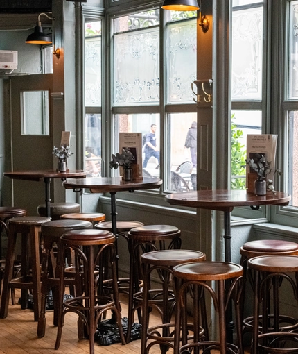Internal seating area in a pub restaurant