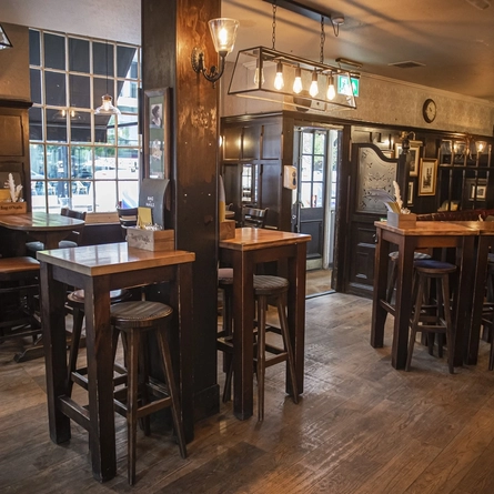 A seating and dining area at the Bag O' Nails.