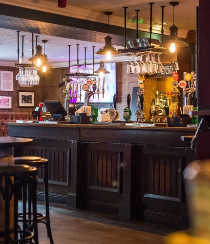 interior seating area and bar