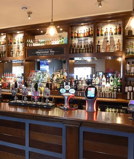 The bar of The Baldwin Arms.