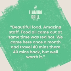 A customer review from visiting a Flaming Grill venue..